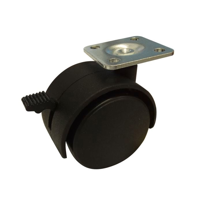 Move It 50mm Hooded Plate Furniture Castor With Brake - 2 Pack
