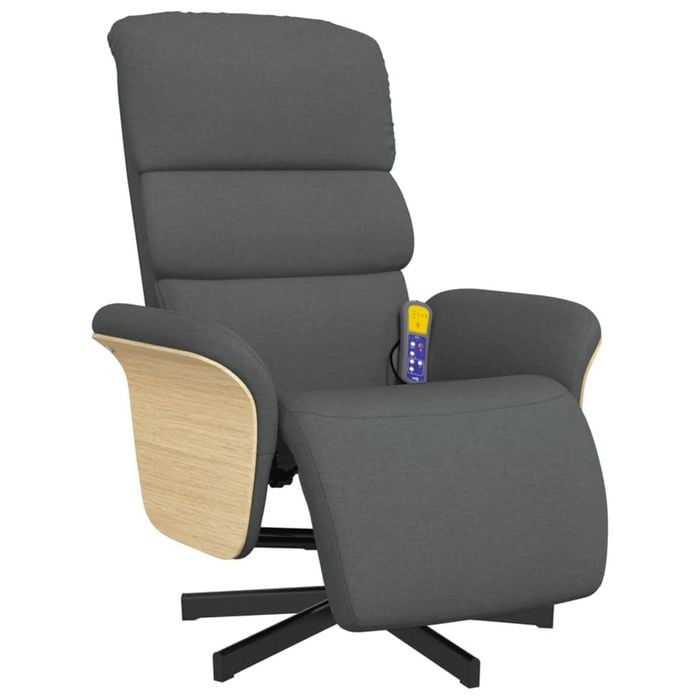 vidaXL Massage Recliner Chair with Footrest Office Single Sofa Dark Grey Fabric
