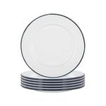 Argon Tableware White Enamel Dinner Plates - 25.5cm - Navy - Pack Of 12