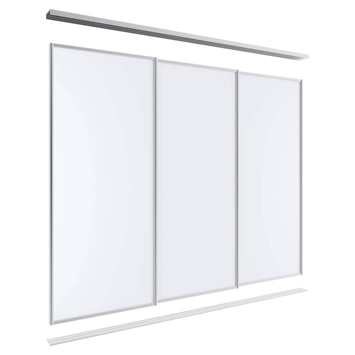 Lugna 2100 x 1801-2700mm Clear Anodised Melamine Wardrobe Triple Sliding Doors