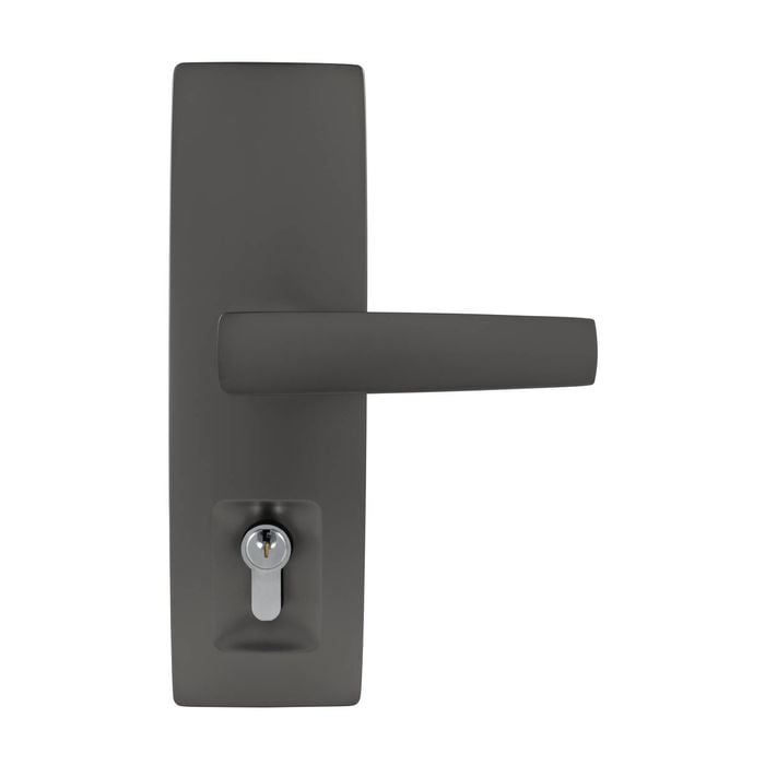 Trilock Satin Graphite Urban Aurora Double Cylinder Entrance Lever Set
