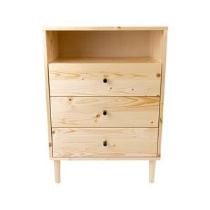 Jamie Tallboy 3 Chest of Drawers Solid Pine Wood Bed Storage Cabinet - Natural