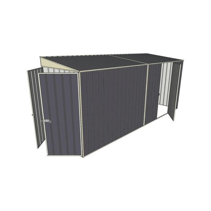 Build-a-Shed 1.5 x 4.5 x 2m Single Hinged Side Door Skillion Shed - Grey