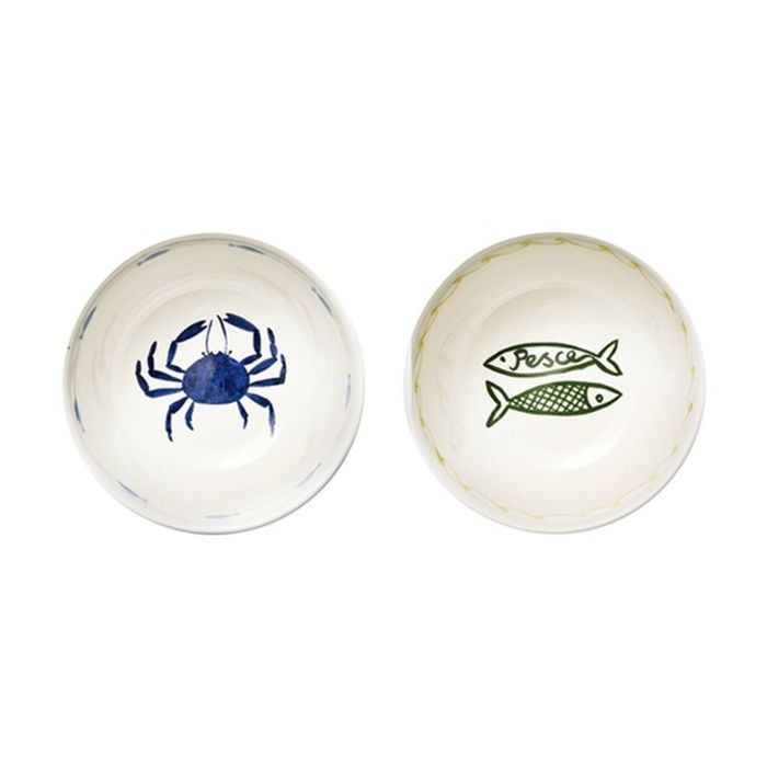 2pc Porto Nautilus 2 Porcelain Dip Bowls Nautical Design 11.3x11.3x6cm
