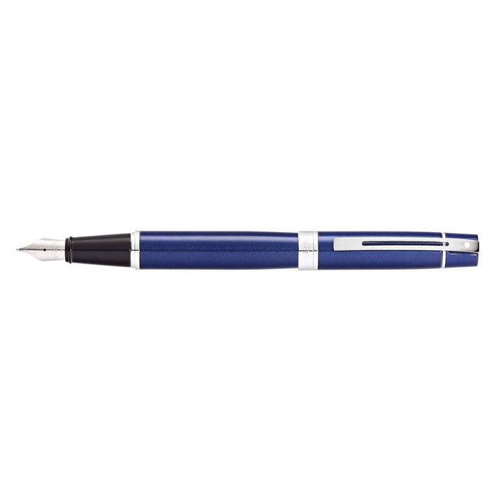 Sheaffer 300  Trim Fountain Pen Office Stationery Med Nib Lacquer/chrome Blue