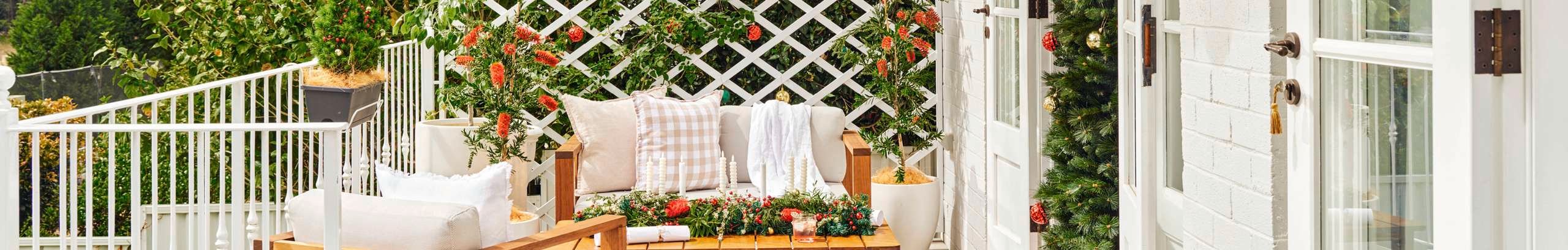 Outdoor balcony festive set up.