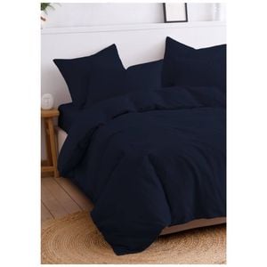 The Lighthouse Washed Cotton Quilt Duvet Cover Bedding Set Super King Bed Navy