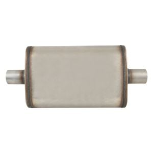 Outlaw T-409 stainless steel straight through muffler, single 2" inlet/outlet, centre/centre