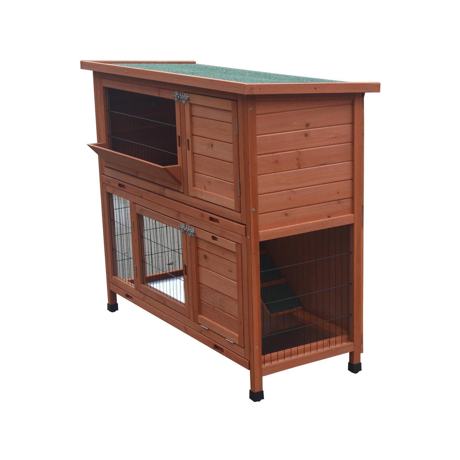 YES4PETS 120cm XL Double Storey Rabbit Hutch Guinea Pig Cage Ferret cage Cat W Pull Out Tray Bunnings Australia