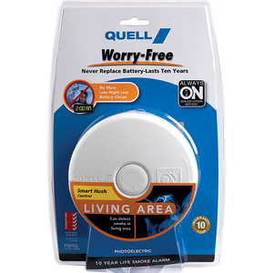 Worry-Free Smoke Alarm, Photoelectric, 10yr Lithium Battery – Living Area