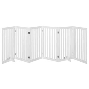 Costway 89cm 6Panel Expandable Pet Gate Wooden Dog Fence Support Feet
