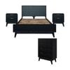 Matilda 4pc King Bed Suite Bedside Tallboy Frame Set Black
