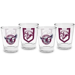 NRL Shot Glass Set of 4 - Manly Sea Eagles - 50ml
