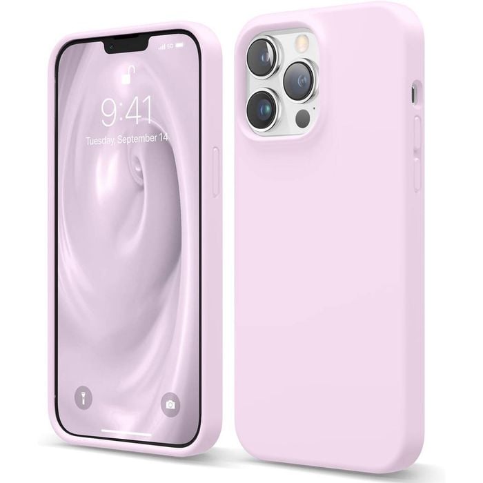 Silicone Phone Case For iPhone 13 Pro Shockproof Microfiber Lining - Lilac