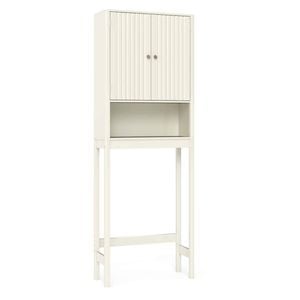 Costway Display Rack Storage Cabinet Shelf W/fluted Doors Bottom Bar