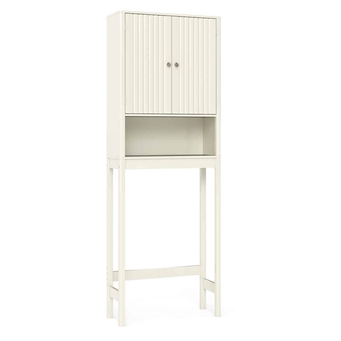 Costway Display Rack Storage Cabinet Shelf W/fluted Doors Bottom Bar