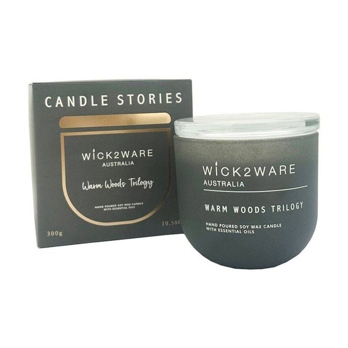 More Than Party Soy Scented Candle Jar Home Fragrance Warm Woods Trilogy 300g