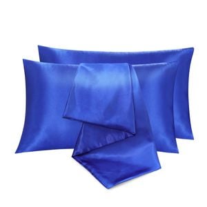 LINENOVA 2pcs Luxury Silk Satin Pillow Cases Pillowcase Cushion Covers - King,Royal blue
