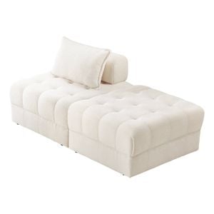 Oikiture 2 Seater Boucle Modular Sofa & Ottoman Set