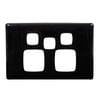 HPM LINEA Double Powerpoint With Extra Hole Coverplate - Black