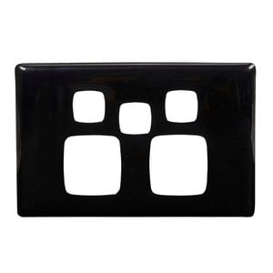 HPM LINEA Double Powerpoint With Extra Hole Coverplate - Black