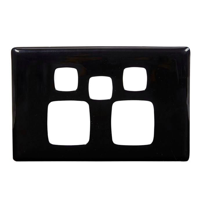 HPM LINEA Double Powerpoint With Extra Hole Coverplate - Black