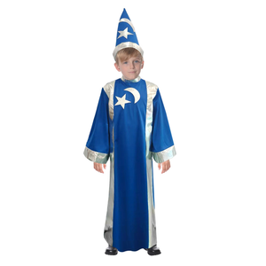 Childrens Blue Wizard Magician Costume Kids Book Week Magic Halloween Boys Girls 10-12 Years Old 130-150cm Heights