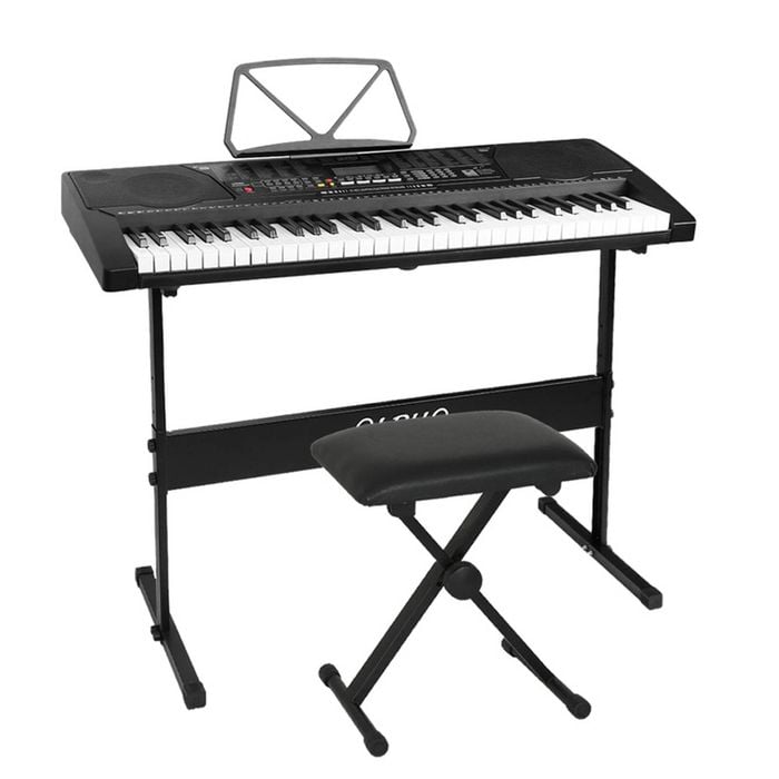 Alpha 61 Keys Electronic Piano Keyboard Digital w/ Stand Stool Lighted
