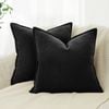 Gioia Casa Twin-Pack Linen Cushion Covers - Linen-Cotton Blend with Hidden Zipper Design - Black, 45cm × 45cm
