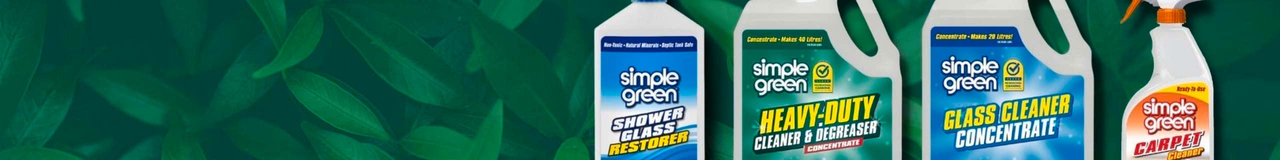 a range of cleaning products against a green background