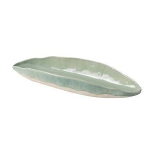 Ecology Selvedge Oval Fold Stoneware Platter 41x14.5cm Green Glaze