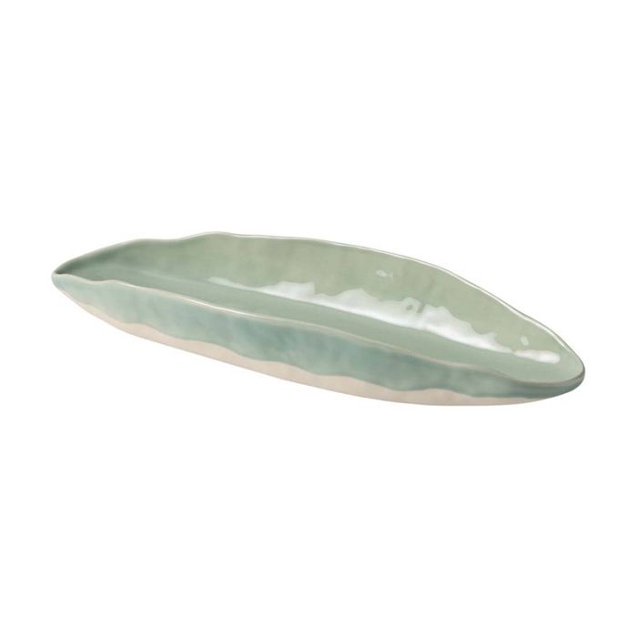 Ecology Selvedge Oval Fold Stoneware Platter 41x14.5cm Green Glaze
