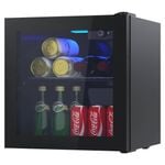 Advwin Mini Bar Fridge Glass Door, 36L Bar Fridge Beverage Refrigerator, Black