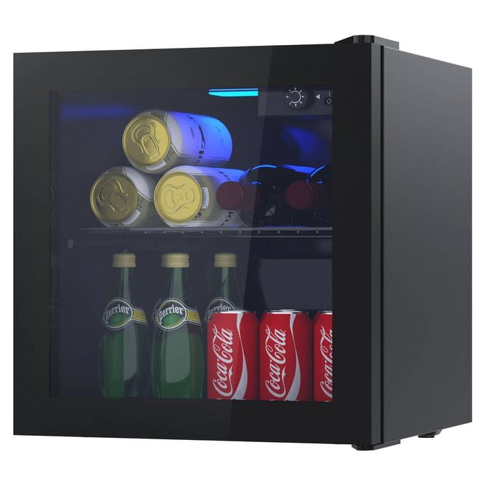 Advwin Mini Bar Fridge Glass Door, 36L Bar Fridge Beverage Refrigerator, Black