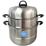 32cm 3Tier Stainless Steel Food Steamer with Glass Lid – Durable & MultiLayer Cooking Pot