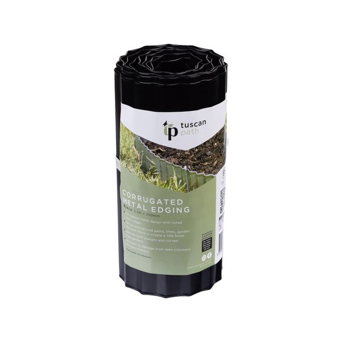 Tuscan Path 250mm x 3.2m Black Garden Edging - Black
