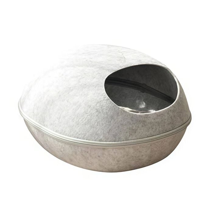 Yes4pets Large Cave Cat Soft Cushion Igloo Kitten Cat Bed Mat House Dog Puppy Light Grey