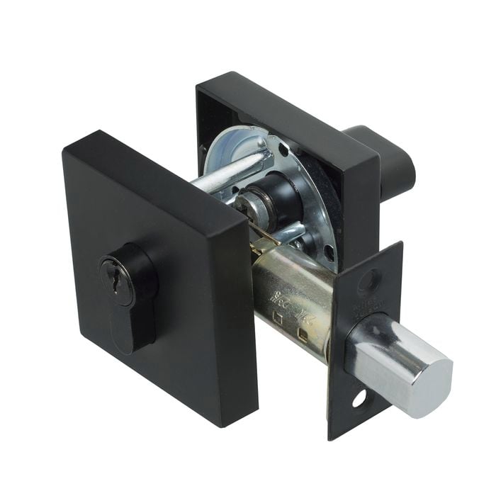 Miles Nelson Square Matt Black Single Cylinder Deadbolt
