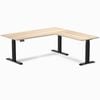 Desky Eco L-shape Sit To Stand Classic Oak Melamine Desk 1800x1750mm Matte Black Height Adjustable Leg