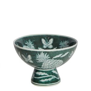 Belle Thistle Porcelain Bowl 23x16cm Round - Green