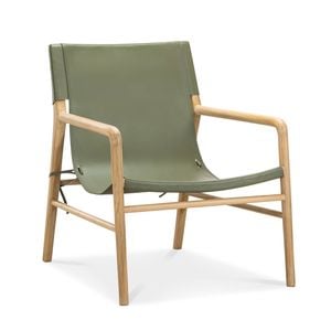 Norah Armchair Leather Sling in Olive Green