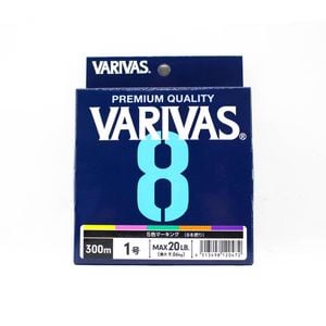 Varivas 8 PE x8 Braid 300m Multi Colour Fishing Line 20lb (PE 1)