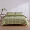 Dreamaker Micro Flannel Reversible Grid Quilt Cover Set Olive Single Bed