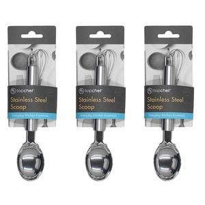 3PK Topchef Stainless Steel Scoop Spoon Kitchen Utensil 19.5cm Silver