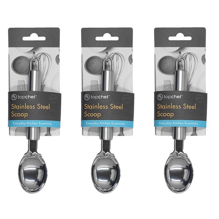 3PK Topchef Stainless Steel Scoop Spoon Kitchen Utensil 19.5cm Silver