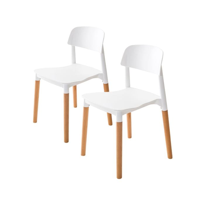 La Bella 2 Set White Retro Belloch Stackable Dining Cafe Chair