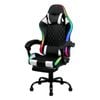 Ufurniture Gaming Chair 12 RGB LED Massage Racing Recliner Black & White