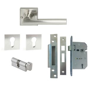 Miles Nelson Satin Nickel Square Parma Entrance Set