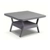 Low Dining Table 1.2m Square Glass Top In Textured Wicker Brushed Grey