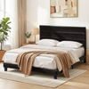 Homfurn King Bed Frame Upholstered Platform With Geometric Headboard Black Velvet